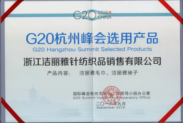 G20杭州峰会表彰会 洁丽雅的新起点